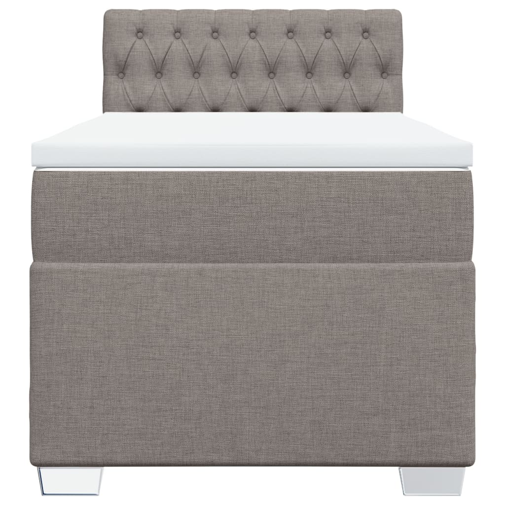 vidaXL Κρεβάτι Boxspring με Στρώμα Taupe 90x190 εκ.Υφασμάτινο