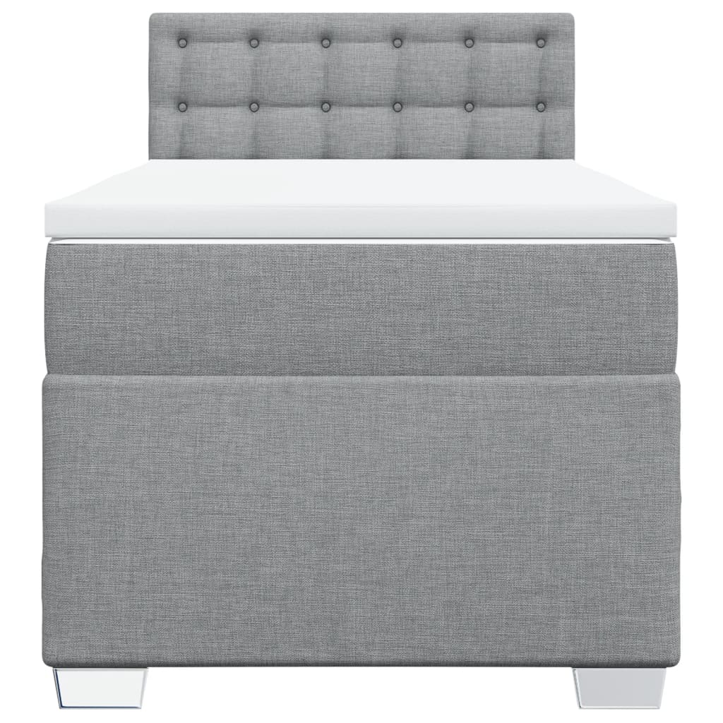 vidaXL Κρεβάτι Boxspring με Στρώμα Ανοιχτό Γκρι 90x190 εκ. Υφασμάτινο