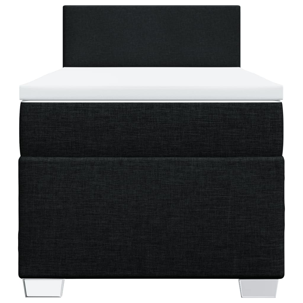 vidaXL Κρεβάτι Boxspring με Στρώμα Μαύρο 90x200 εκ. Υφασμάτινο