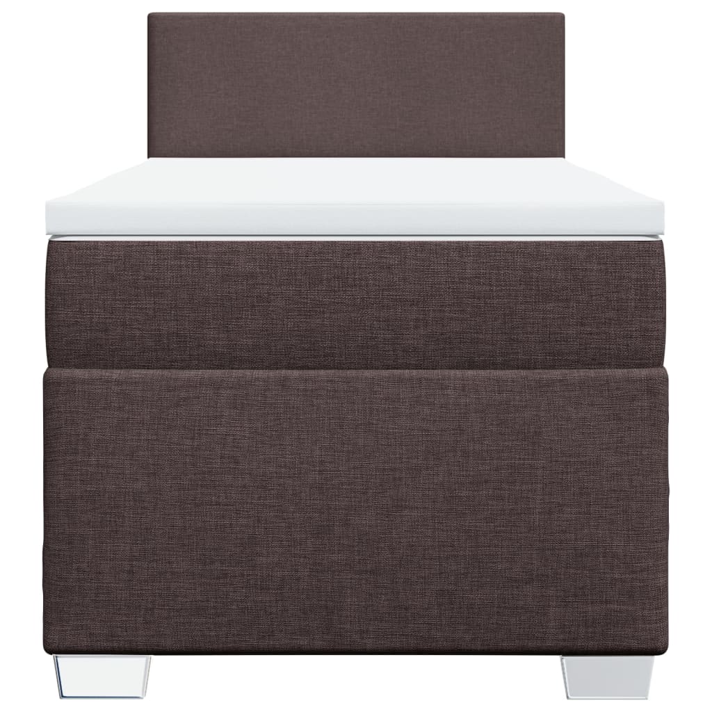 vidaXL Κρεβάτι Boxspring με Στρώμα Σκούρο Καφέ 90x200 εκ. Υφασμάτινο