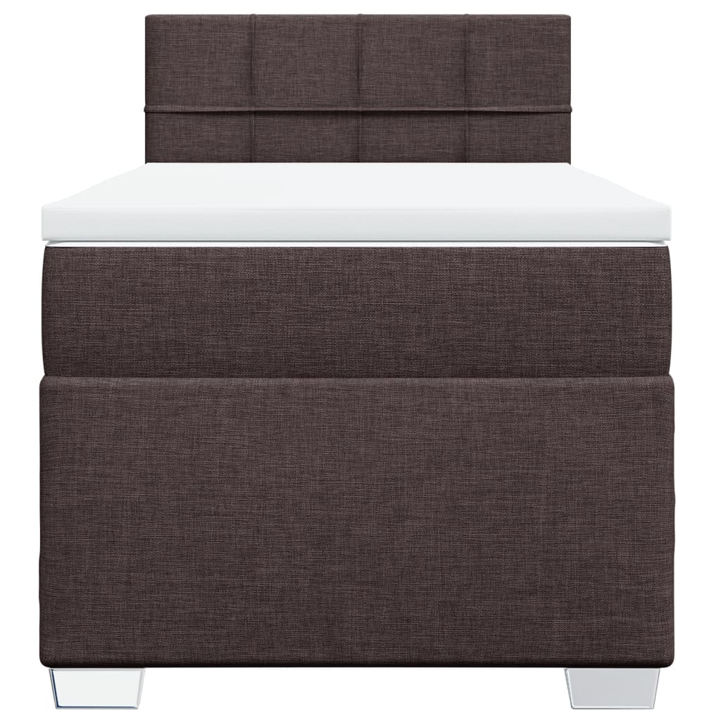 vidaXL Κρεβάτι Boxspring με Στρώμα Σκούρο Καφέ 90x200 εκ. Υφασμάτινο