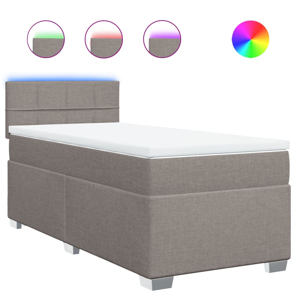 vidaXL Κρεβάτι Boxspring με Στρώμα Taupe 90x200 εκ. Υφασμάτινο