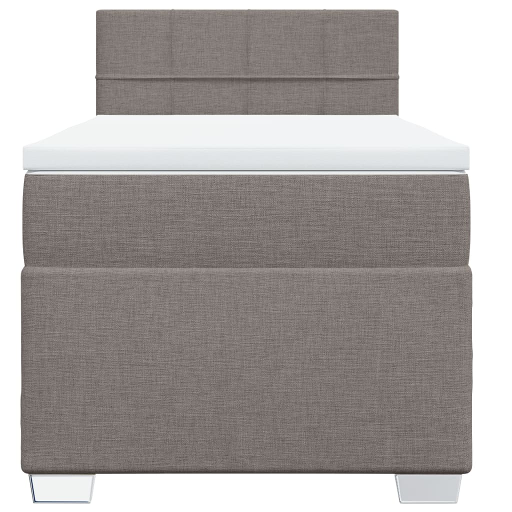 vidaXL Κρεβάτι Boxspring με Στρώμα Taupe 90x200 εκ. Υφασμάτινο