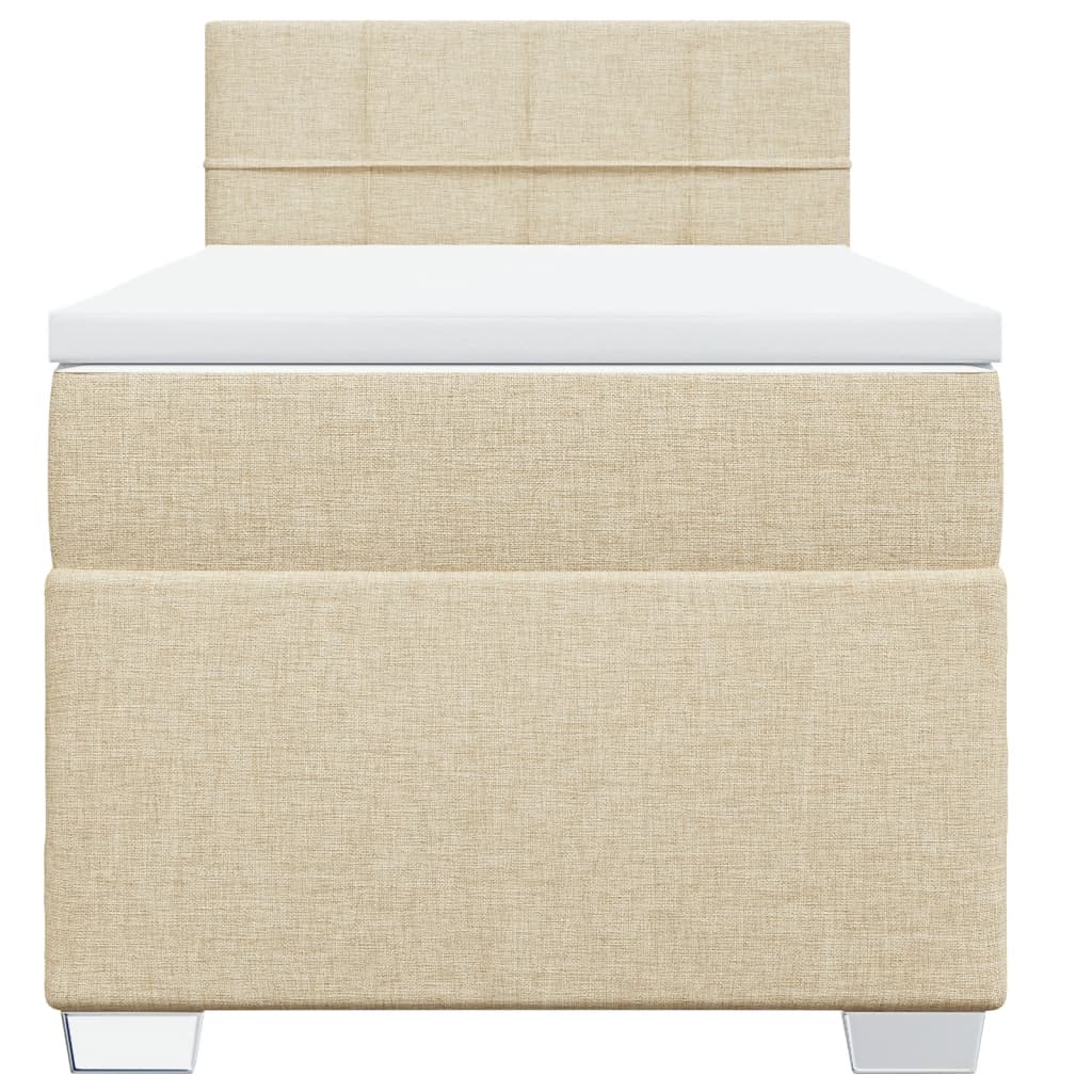 vidaXL Κρεβάτι Boxspring με Στρώμα Κρεμ 90x200 εκ.Υφασμάτινο