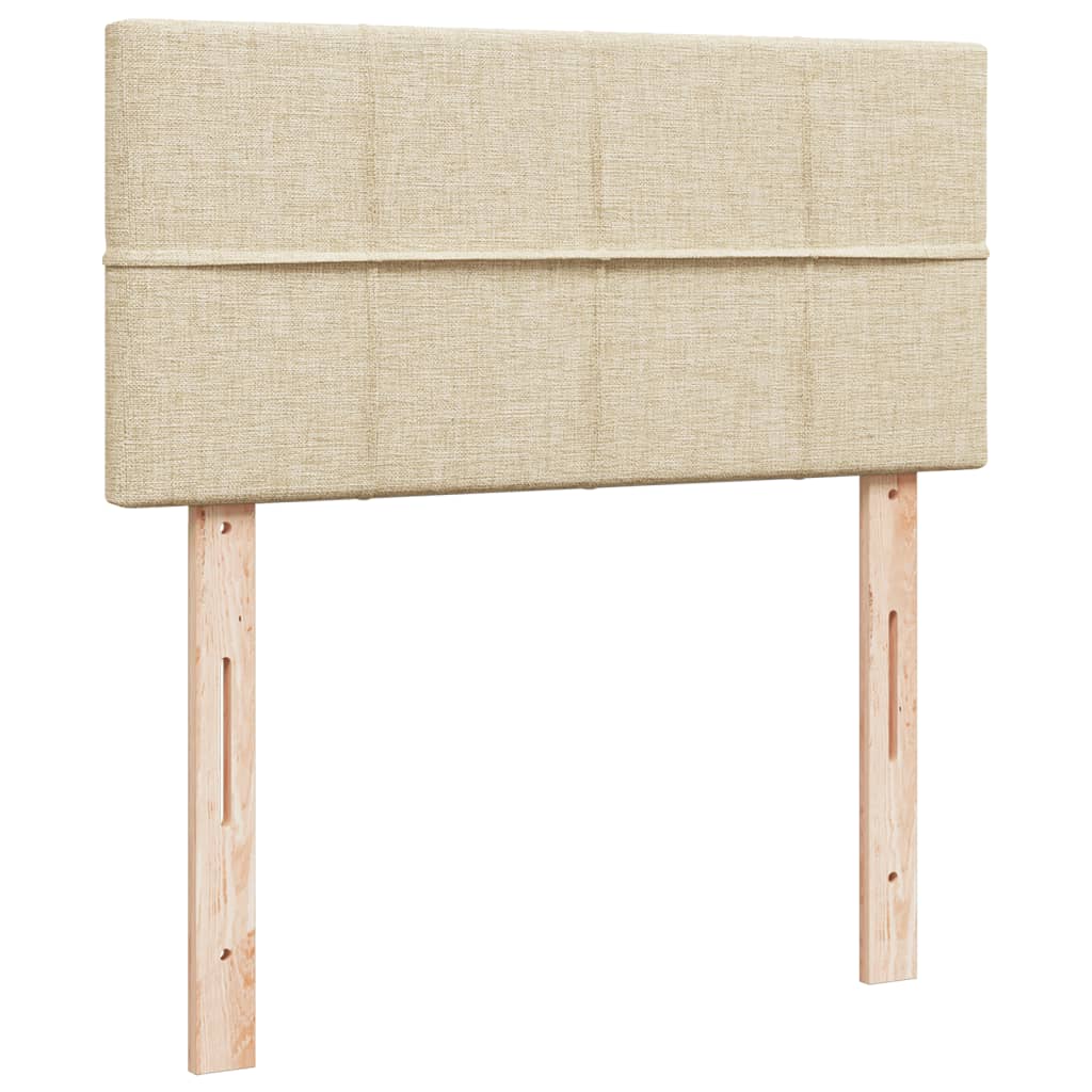 vidaXL Κρεβάτι Boxspring με Στρώμα Κρεμ 90x200 εκ.Υφασμάτινο
