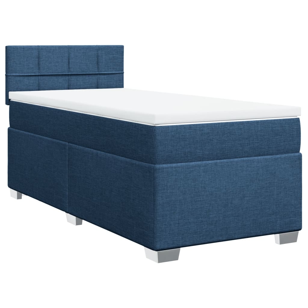 vidaXL Κρεβάτι Boxspring με Στρώμα Μπλε 90x200 εκ.Υφασμάτινο