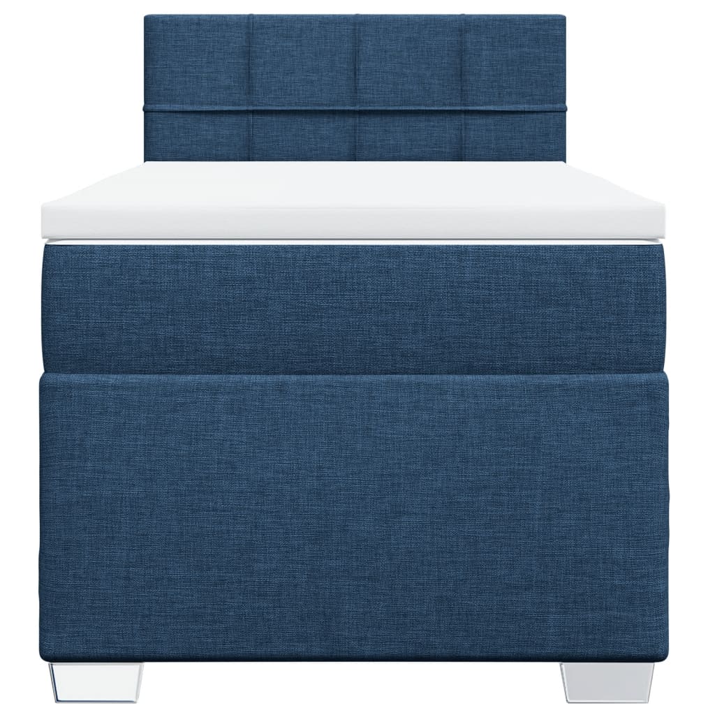 vidaXL Κρεβάτι Boxspring με Στρώμα Μπλε 90x200 εκ.Υφασμάτινο