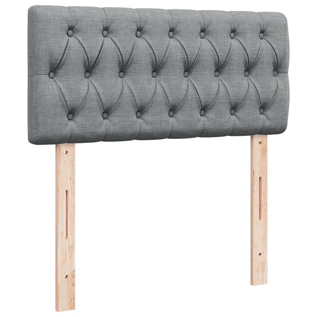 vidaXL Κρεβάτι Boxspring με Στρώμα Ανοιχτό Γκρι 90x200 εκ. Υφασμάτινο