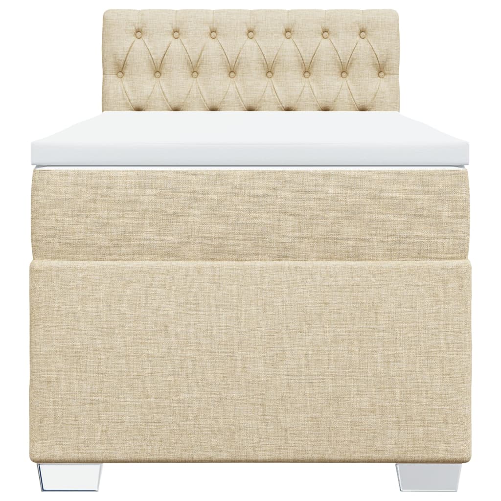 vidaXL Κρεβάτι Boxspring με Στρώμα Κρεμ 90x200 εκ.Υφασμάτινο