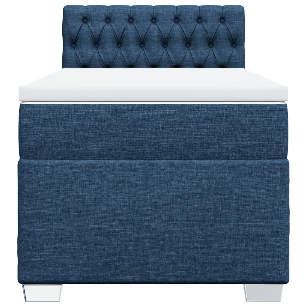 vidaXL Κρεβάτι Boxspring με Στρώμα Μπλε 90x200 εκ.Υφασμάτινο