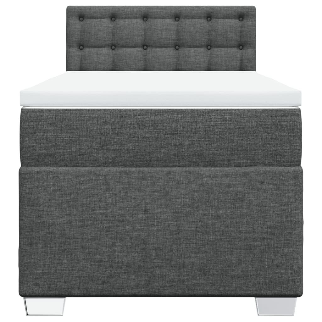vidaXL Κρεβάτι Boxspring με Στρώμα Σκούρο Γκρι 90x200 εκ. Υφασμάτινο