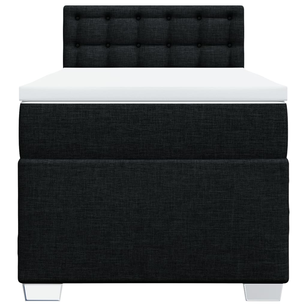 vidaXL Κρεβάτι Boxspring με Στρώμα Μαύρο 90x200 εκ. Υφασμάτινο