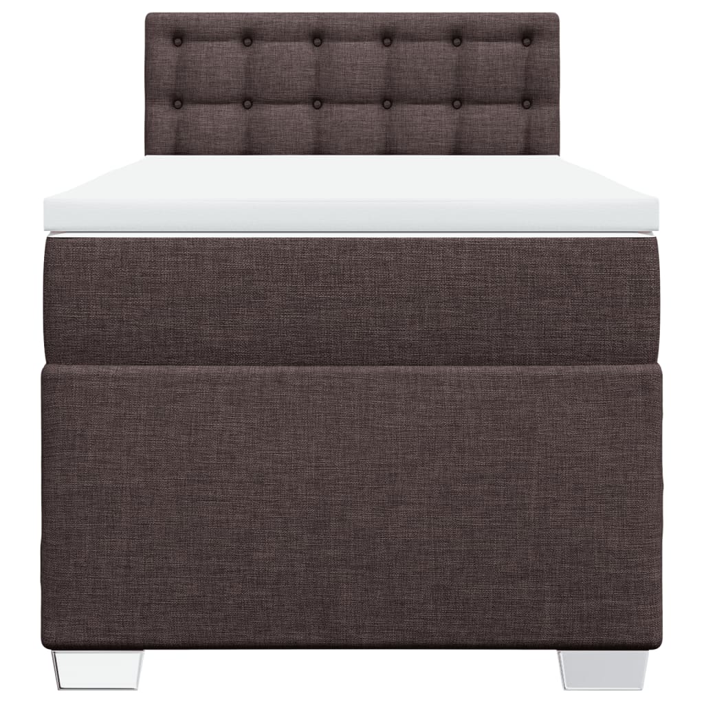 vidaXL Κρεβάτι Boxspring με Στρώμα Σκούρο Καφέ 90x200 εκ. Υφασμάτινο