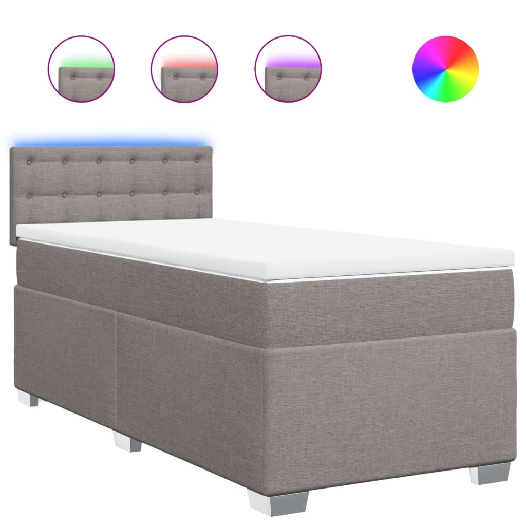 vidaXL Κρεβάτι Boxspring με Στρώμα Taupe 90x200 εκ. Υφασμάτινο