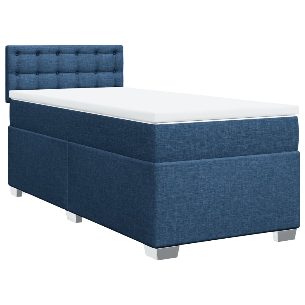 vidaXL Κρεβάτι Boxspring με Στρώμα Μπλε 90x200 εκ.Υφασμάτινο