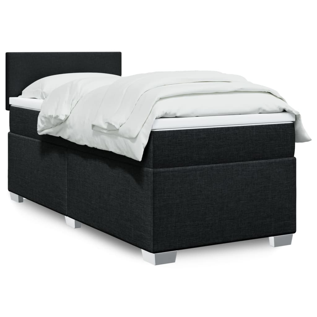 vidaXL Κρεβάτι Boxspring με Στρώμα Μαύρο 100 x 200 εκ. Υφασμάτινο