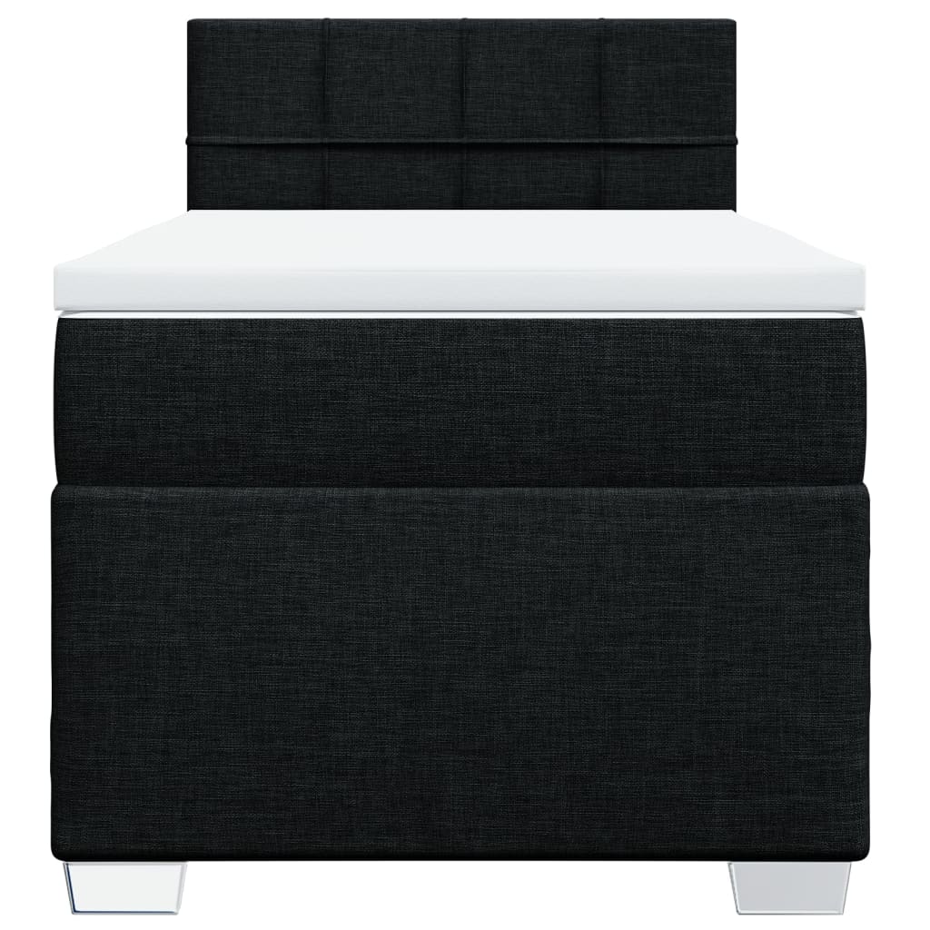 vidaXL Κρεβάτι Boxspring με Στρώμα Μαύρο 100 x 200 εκ. Υφασμάτινο