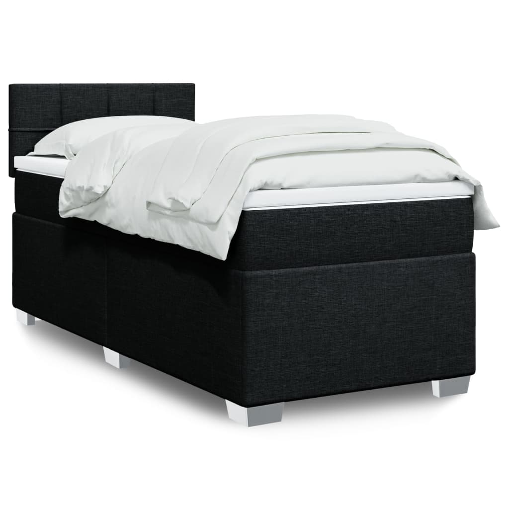 vidaXL Κρεβάτι Boxspring με Στρώμα Μαύρο 100 x 200 εκ. Υφασμάτινο