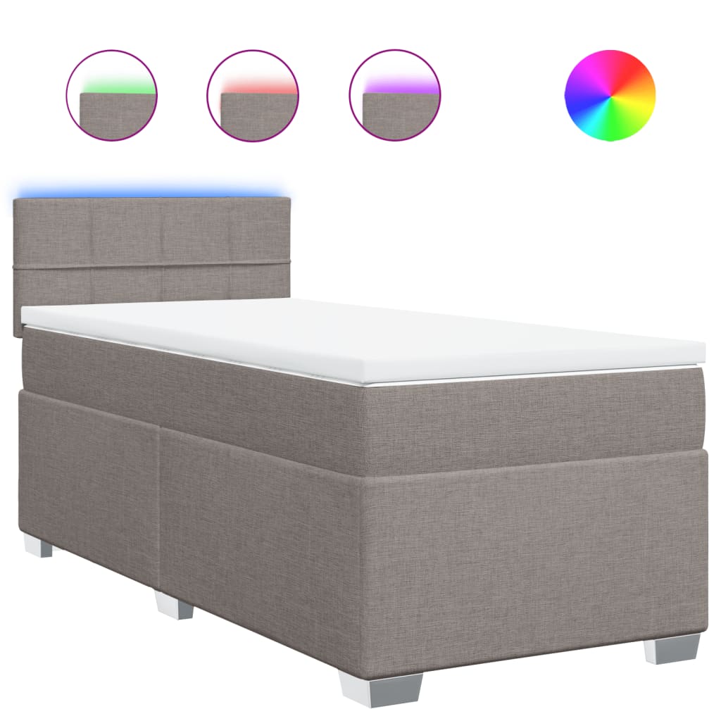 vidaXL Κρεβάτι Boxspring με Στρώμα Taupe 100 x 200 εκ. Υφασμάτινο