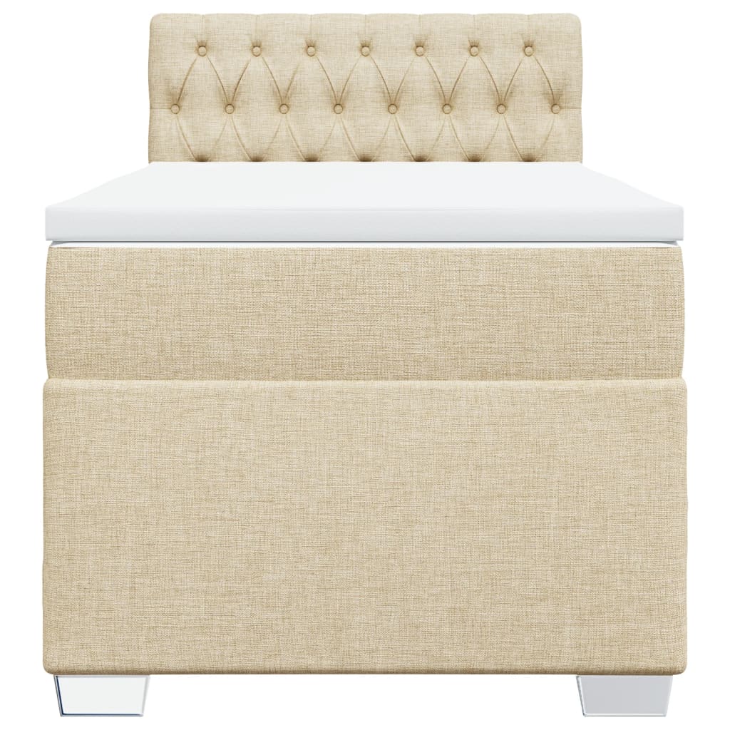 vidaXL Κρεβάτι Boxspring με Στρώμα Κρεμ 100 x 200 εκ. Υφασμάτινο