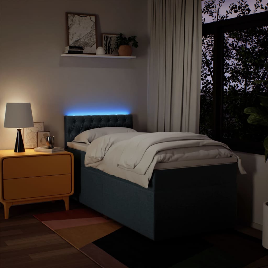 vidaXL Κρεβάτι Boxspring με Στρώμα Μπλε 100 x 200 εκ. Υφασμάτινο