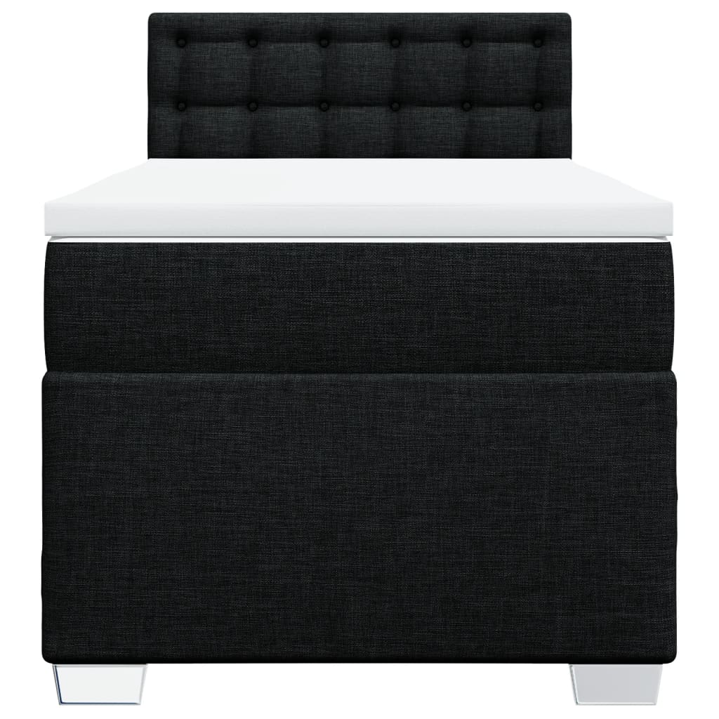 vidaXL Κρεβάτι Boxspring με Στρώμα Μαύρο 100 x 200 εκ. Υφασμάτινο