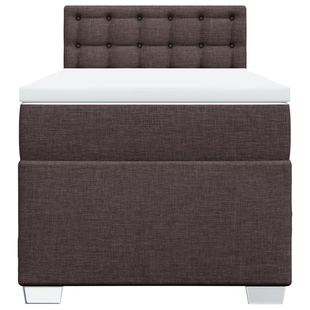 vidaXL Κρεβάτι Boxspring με Στρώμα Σκούρο Καφέ 100x200 εκ. Υφασμάτινο