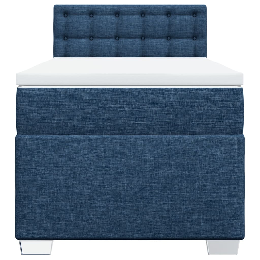 vidaXL Κρεβάτι Boxspring με Στρώμα Μπλε 100 x 200 εκ. Υφασμάτινο