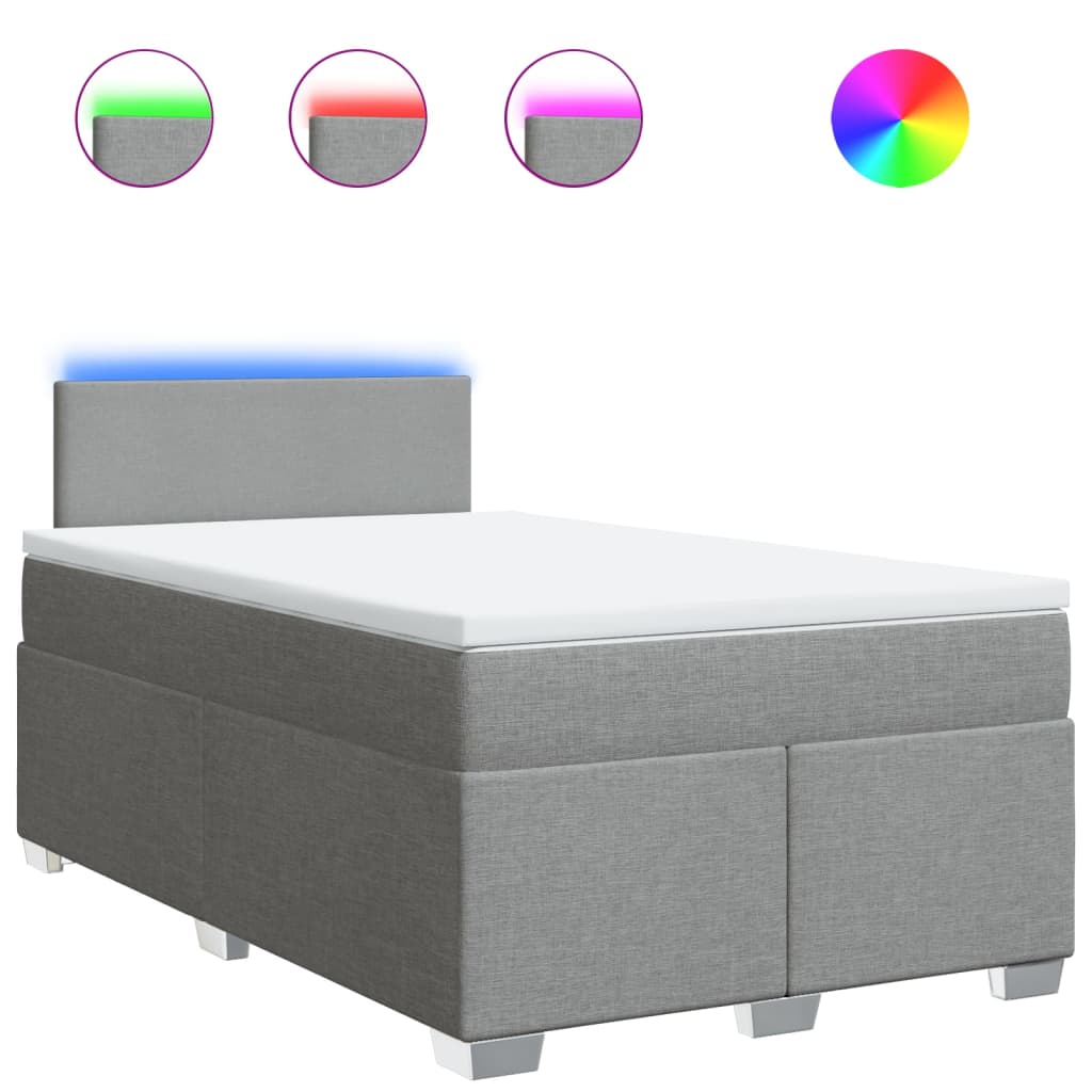 vidaXL Κρεβάτι Boxspring με Στρώμα Ανοιχτό Γκρι 120x190 εκ. Υφασμάτινο