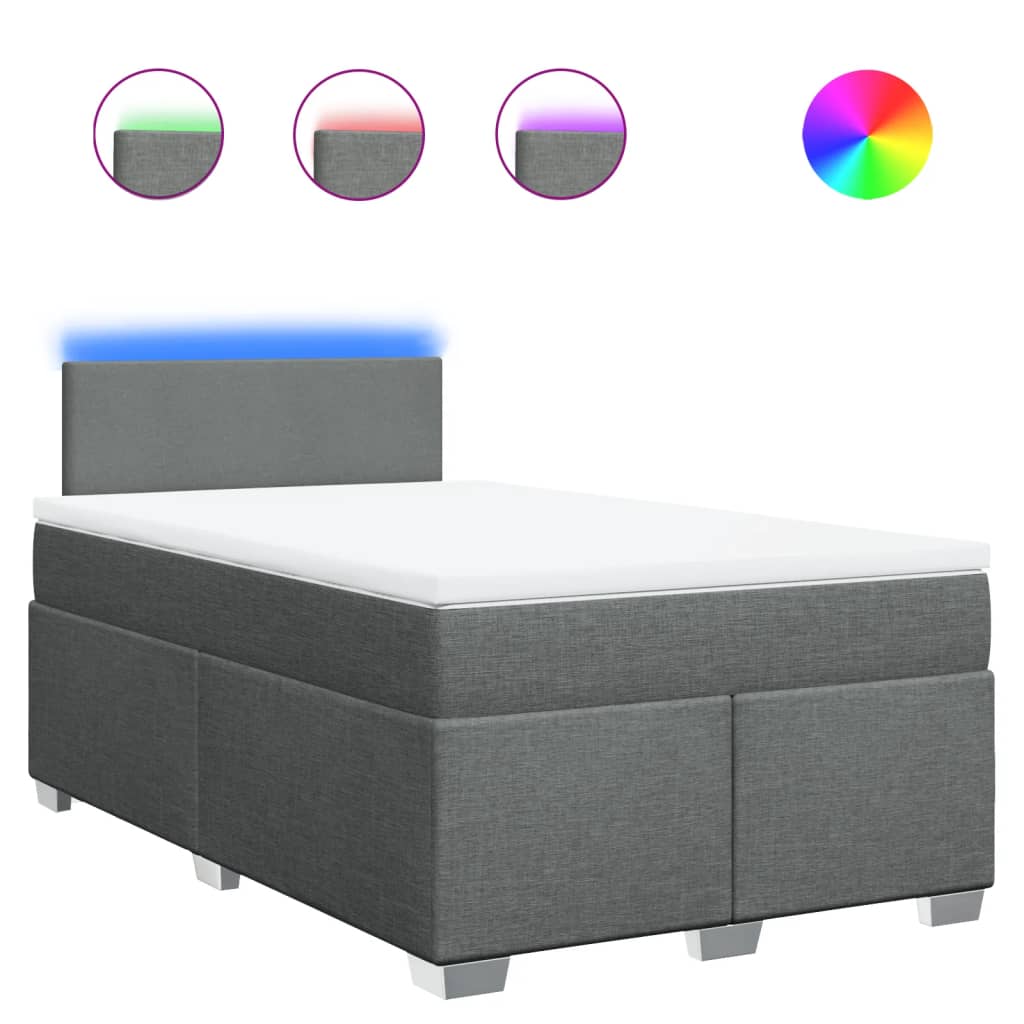 vidaXL Κρεβάτι Boxspring με Στρώμα Σκούρο Γκρι 120x190 εκ Υφασμάτινο