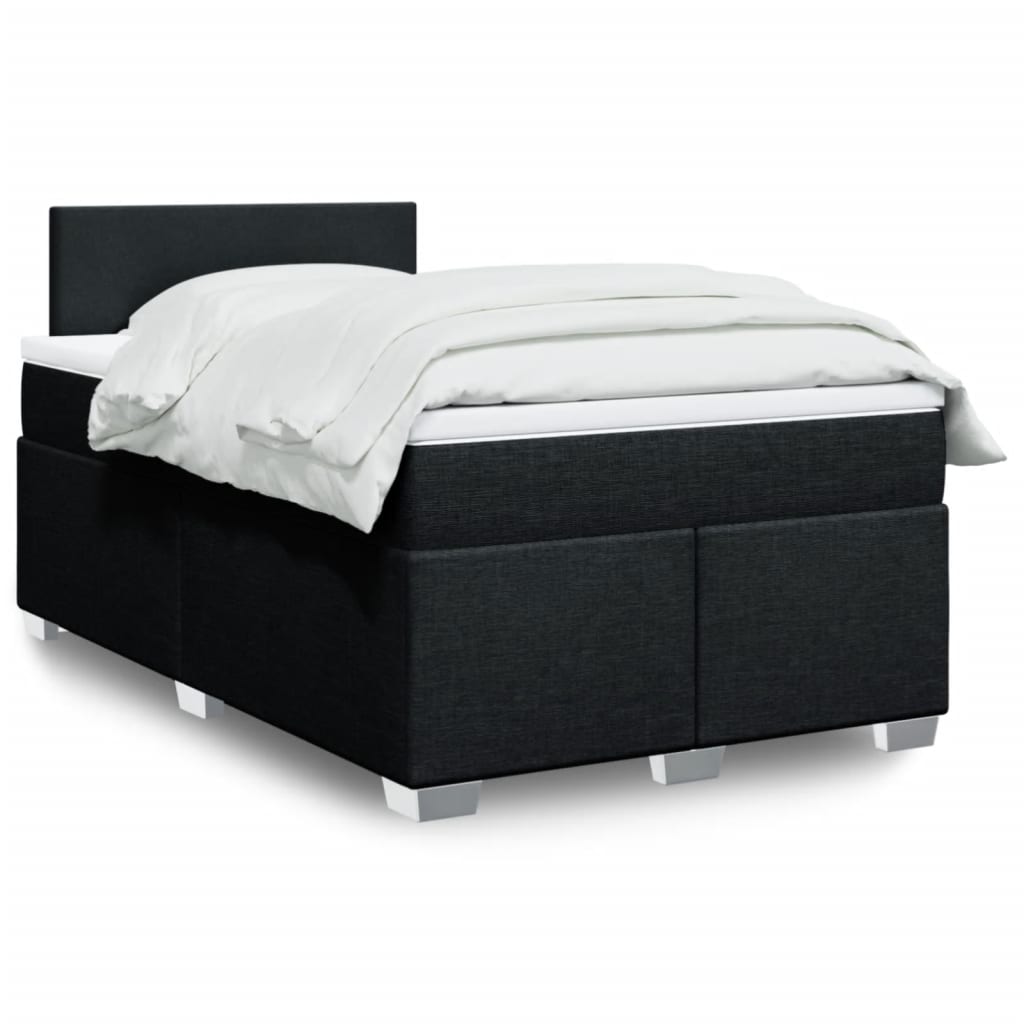 vidaXL Κρεβάτι Boxspring με Στρώμα Μαύρο 120x190 εκ. Υφασμάτινο