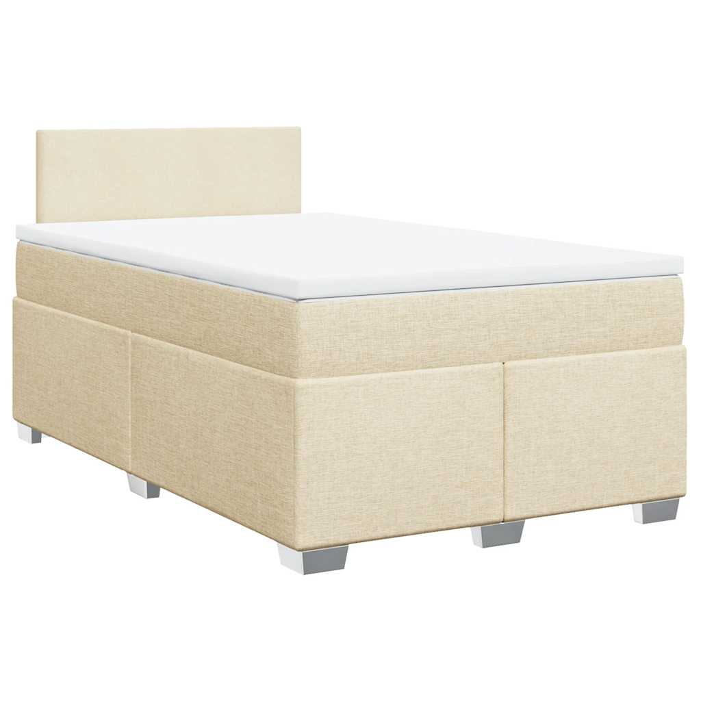vidaXL Κρεβάτι Boxspring με Στρώμα Κρεμ 120x190 εκ. Υφασμάτινο