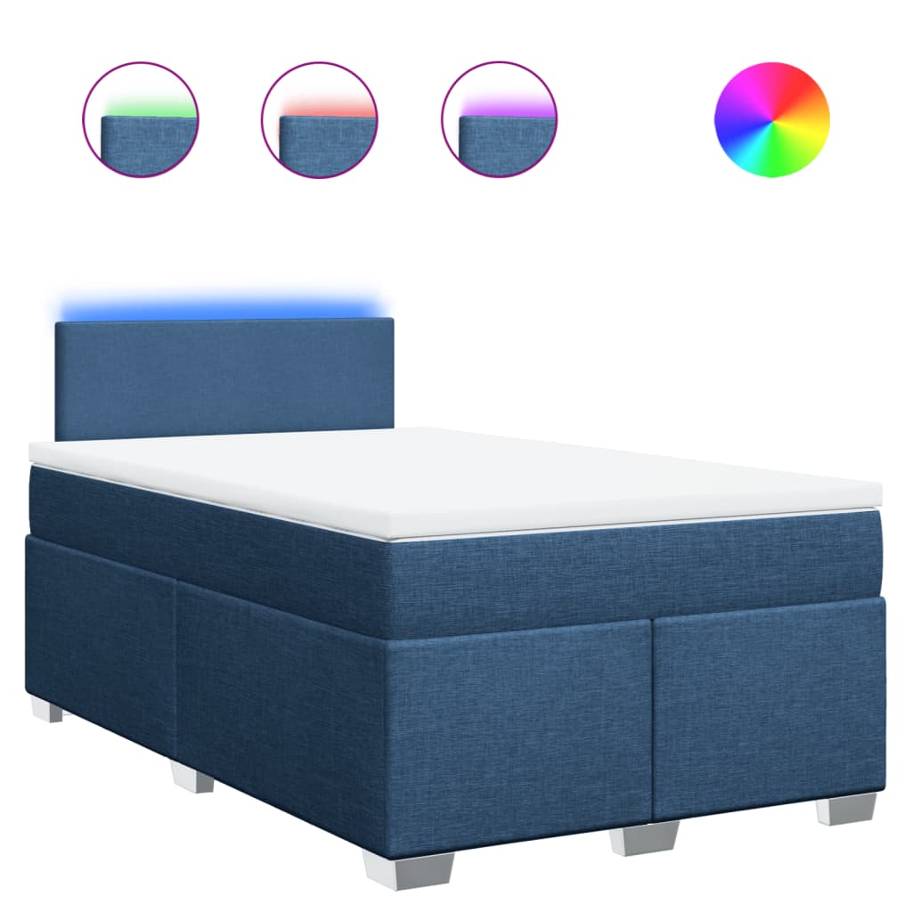 vidaXL Κρεβάτι Boxspring με Στρώμα Μπλε 120x190 εκ. Υφασμάτινο