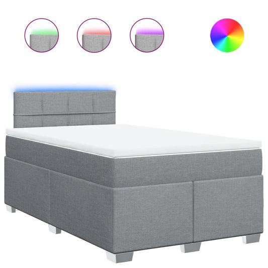 vidaXL Κρεβάτι Boxspring με Στρώμα Ανοιχτό Γκρι 120x190 εκ. Υφασμάτινο