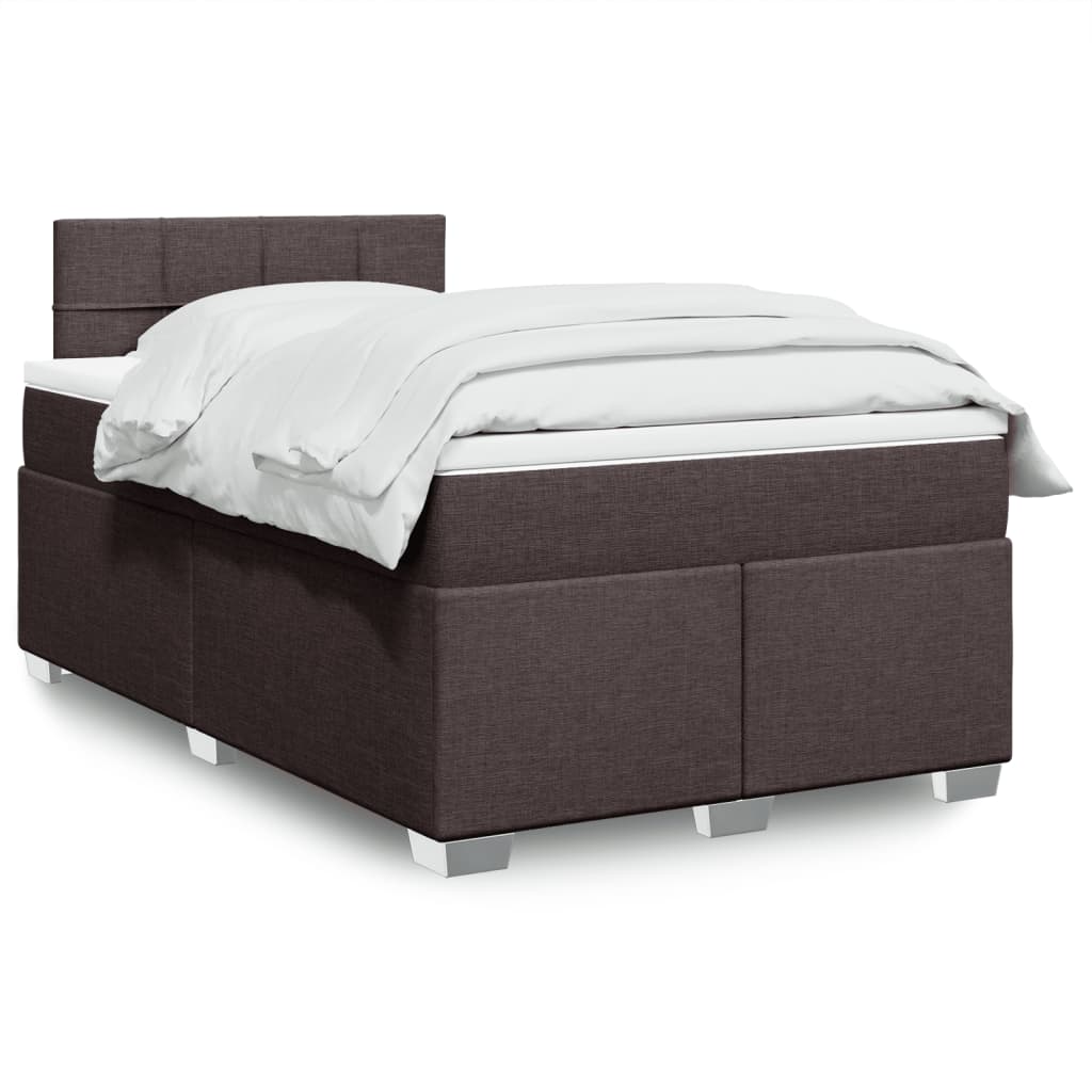 vidaXL Κρεβάτι Boxspring με Στρώμα Σκούρο Καφέ 120x190 εκ Υφασμάτινο