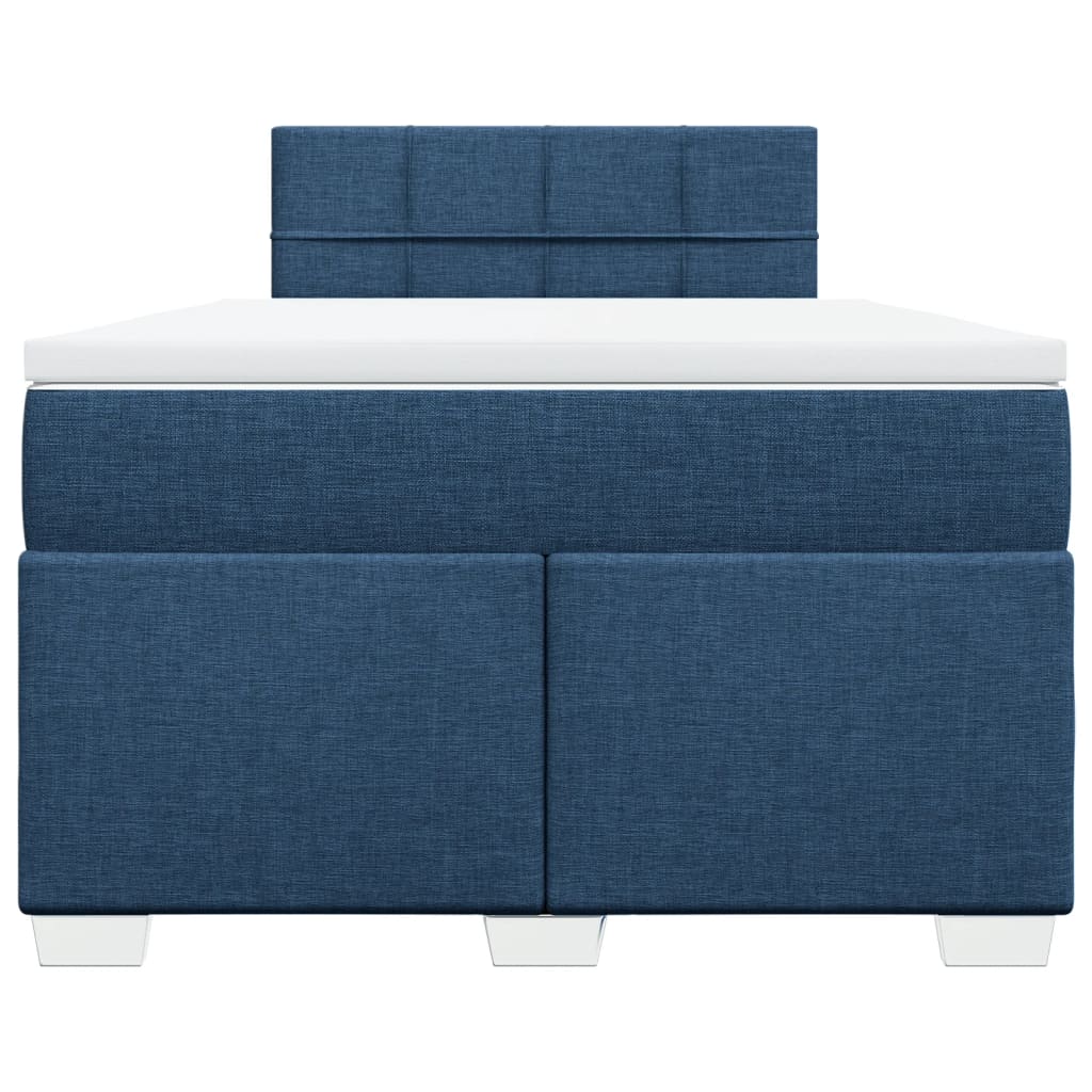 vidaXL Κρεβάτι Boxspring με Στρώμα Μπλε 120x190 εκ. Υφασμάτινο