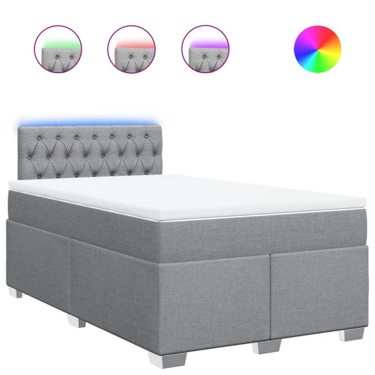 vidaXL Κρεβάτι Boxspring με Στρώμα Ανοιχτό Γκρι 120x190 εκ. Υφασμάτινο
