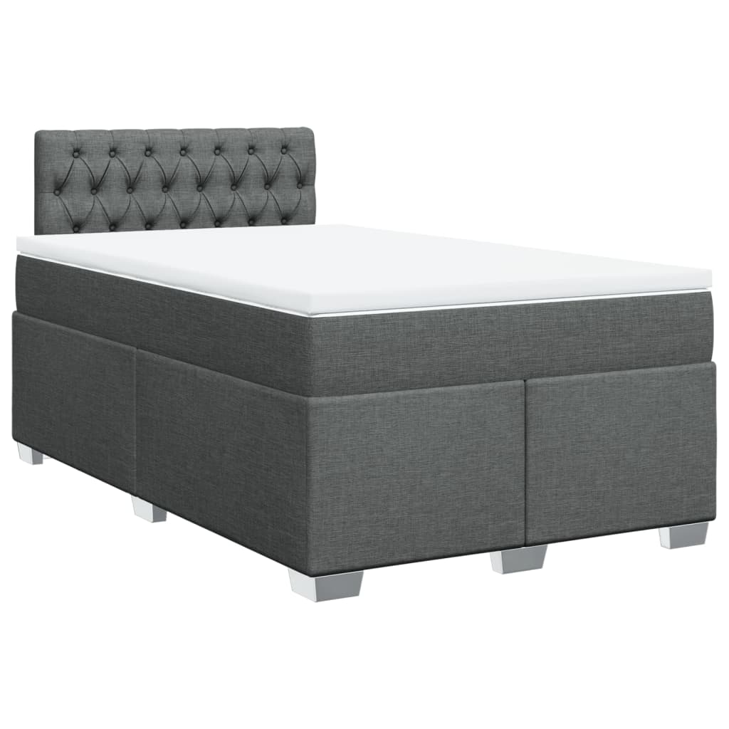vidaXL Κρεβάτι Boxspring με Στρώμα Σκούρο Γκρι 120x190 εκ Υφασμάτινο
