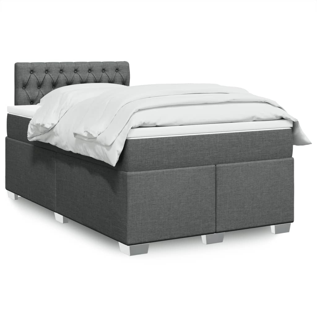 vidaXL Κρεβάτι Boxspring με Στρώμα Σκούρο Γκρι 120x190 εκ Υφασμάτινο
