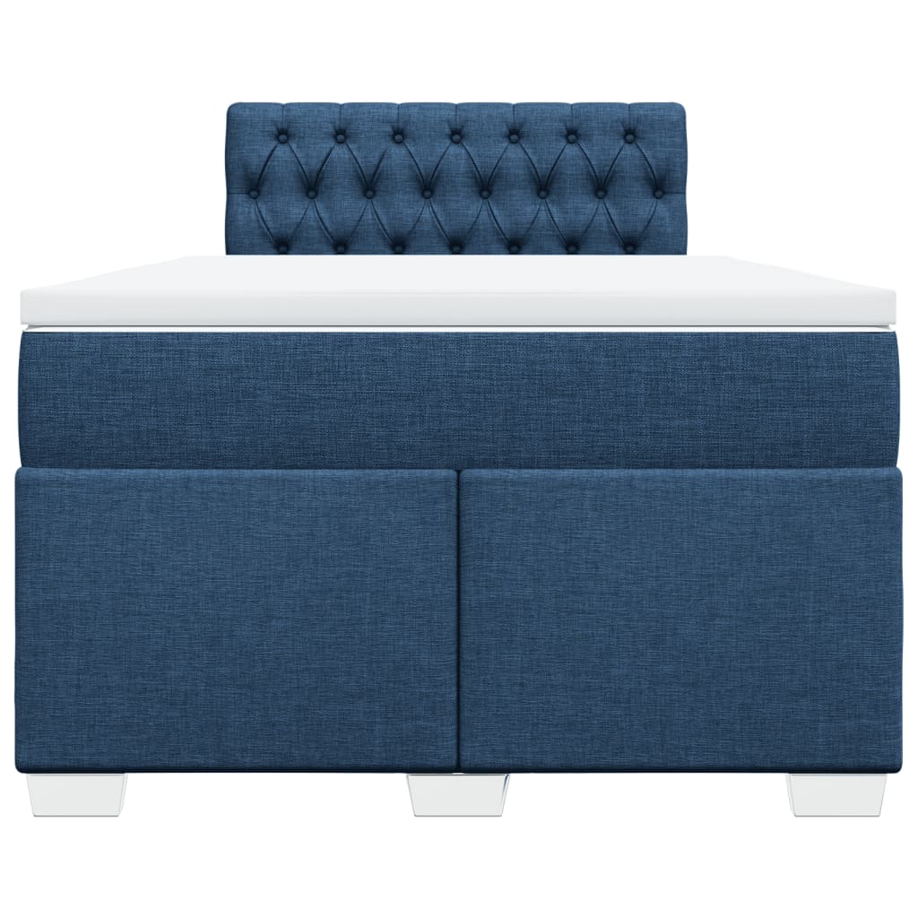 vidaXL Κρεβάτι Boxspring με Στρώμα Μπλε 120x190 εκ. Υφασμάτινο