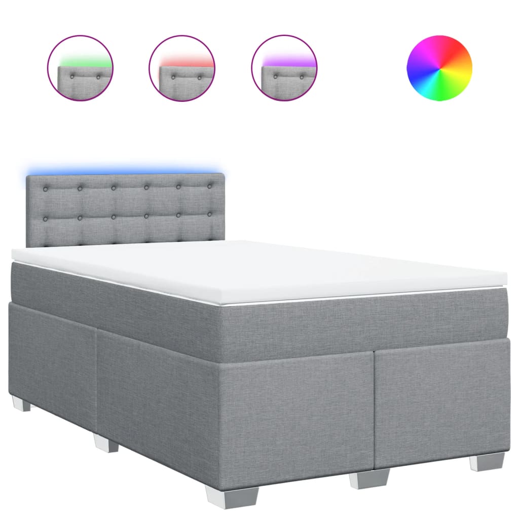 vidaXL Κρεβάτι Boxspring με Στρώμα Ανοιχτό Γκρι 120x190 εκ. Υφασμάτινο