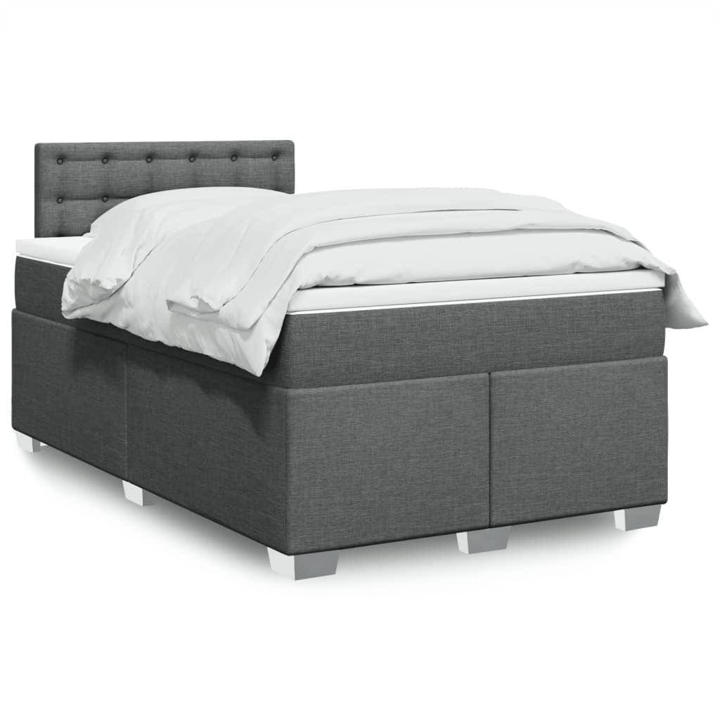 vidaXL Κρεβάτι Boxspring με Στρώμα Σκούρο Γκρι 120x190 εκ Υφασμάτινο