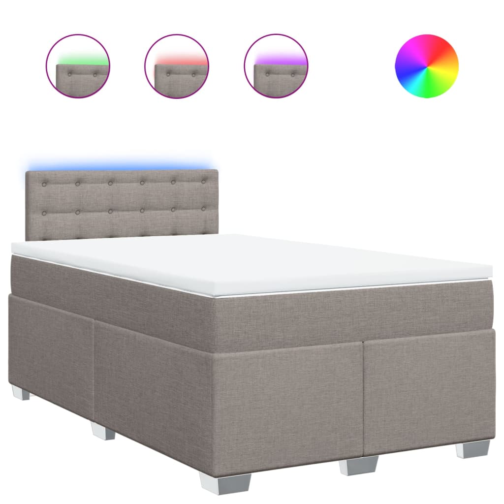 vidaXL Κρεβάτι Boxspring με Στρώμα Taupe 120x190 εκ. Υφασμάτινο