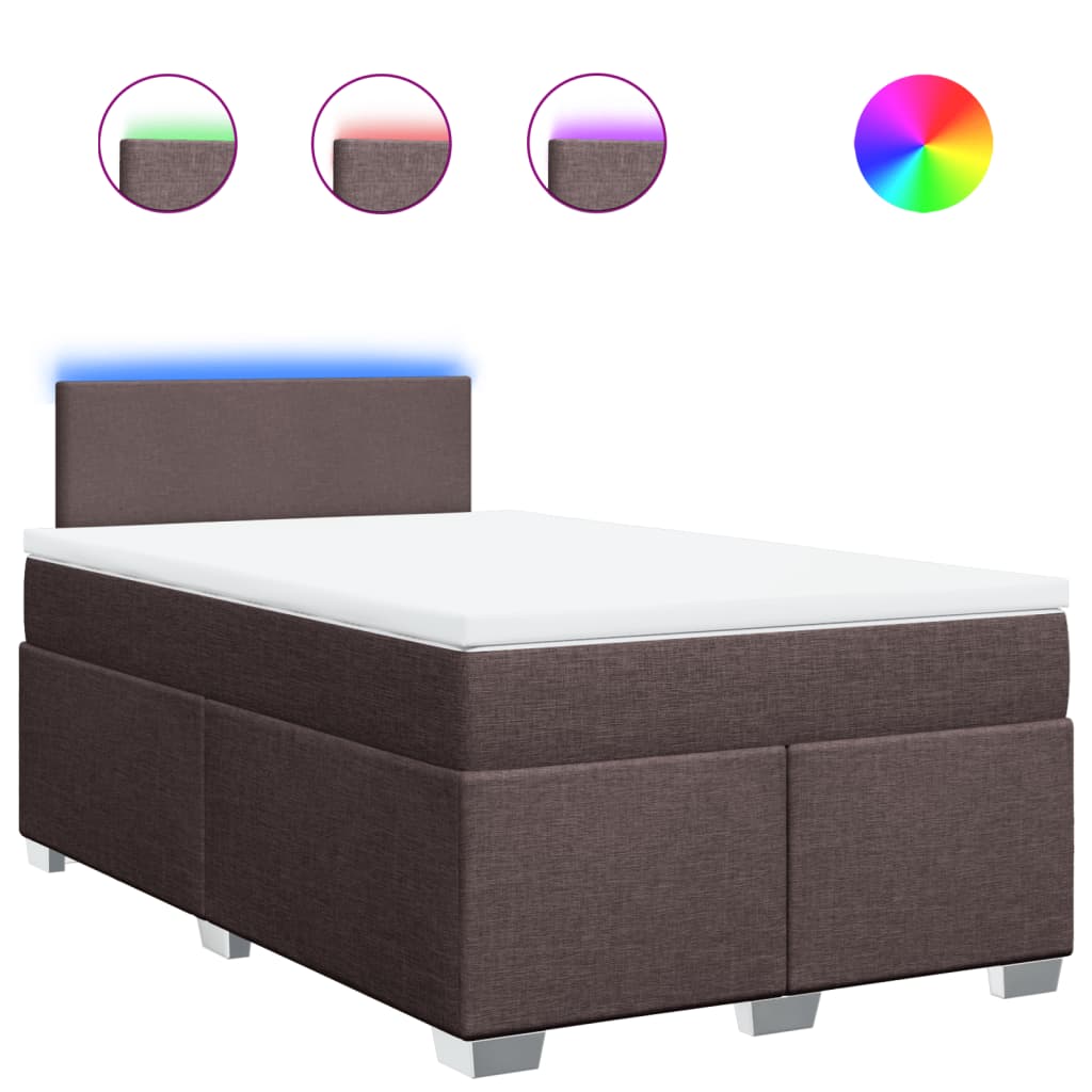 vidaXL Κρεβάτι Boxspring με Στρώμα Σκούρο Καφέ 120x200 εκ. Υφασμάτινο