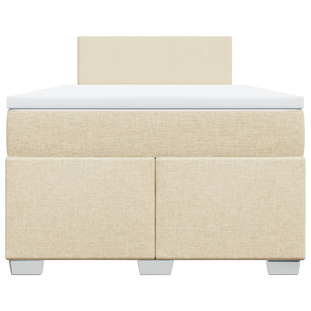 vidaXL Κρεβάτι Boxspring με Στρώμα Κρεμ 120x200 εκ. Υφασμάτινο
