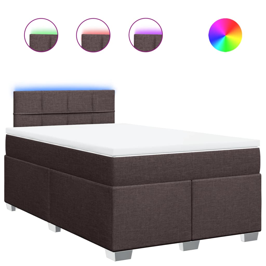 vidaXL Κρεβάτι Boxspring με Στρώμα Σκούρο Καφέ 120x200 εκ. Υφασμάτινο