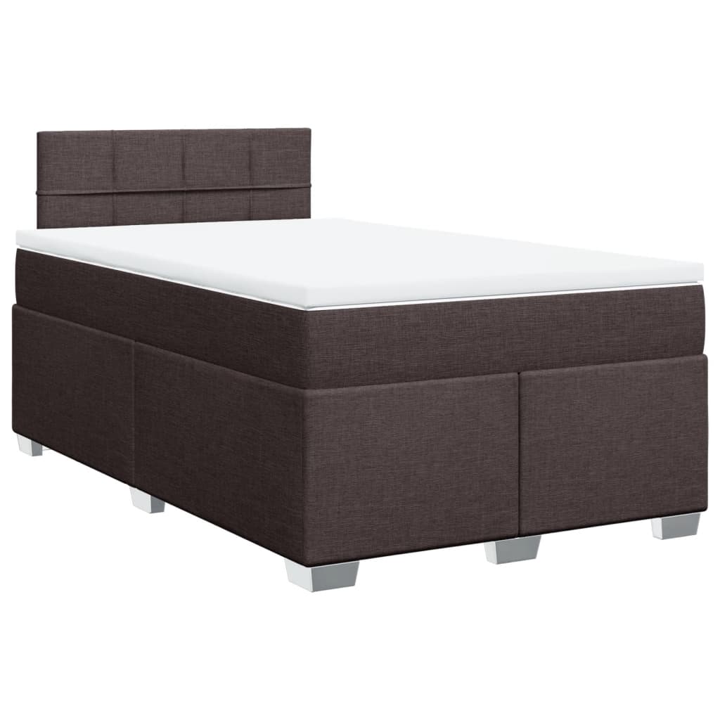 vidaXL Κρεβάτι Boxspring με Στρώμα Σκούρο Καφέ 120x200 εκ. Υφασμάτινο