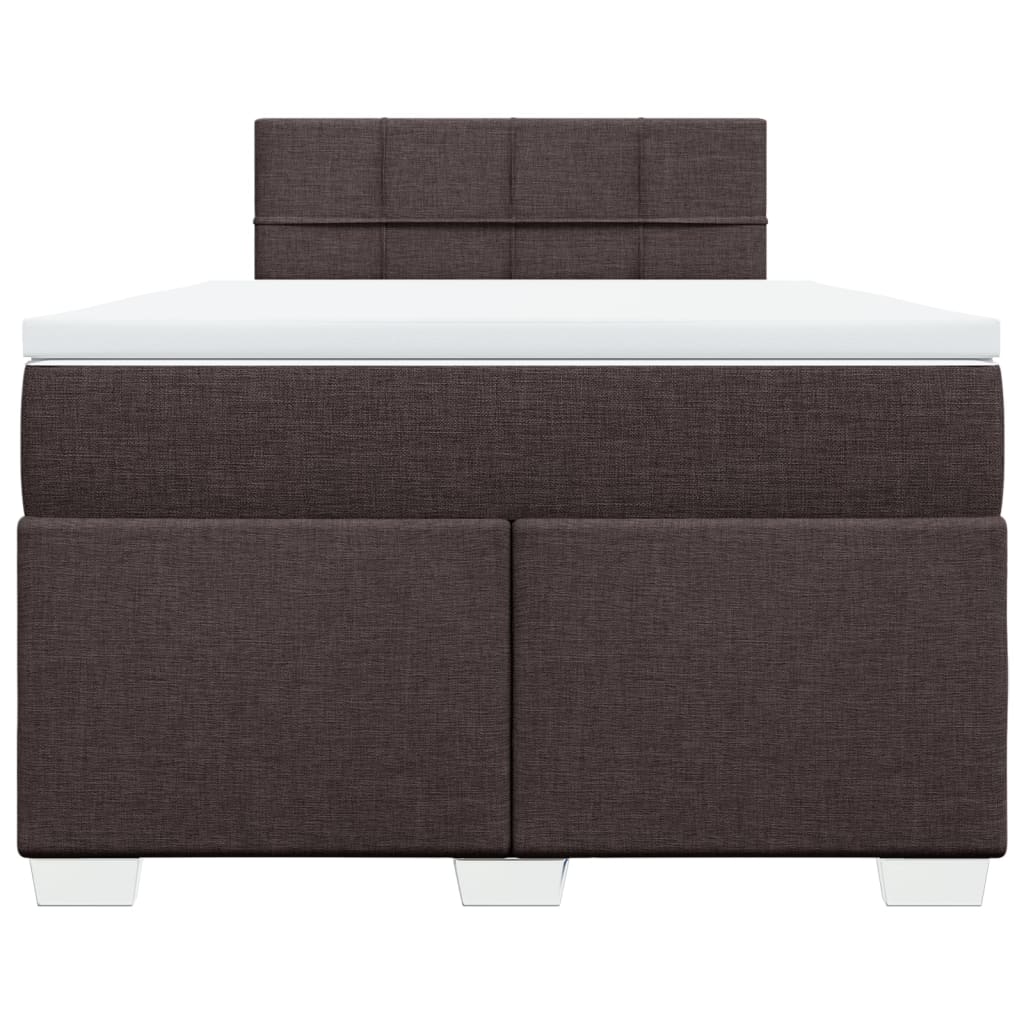 vidaXL Κρεβάτι Boxspring με Στρώμα Σκούρο Καφέ 120x200 εκ. Υφασμάτινο