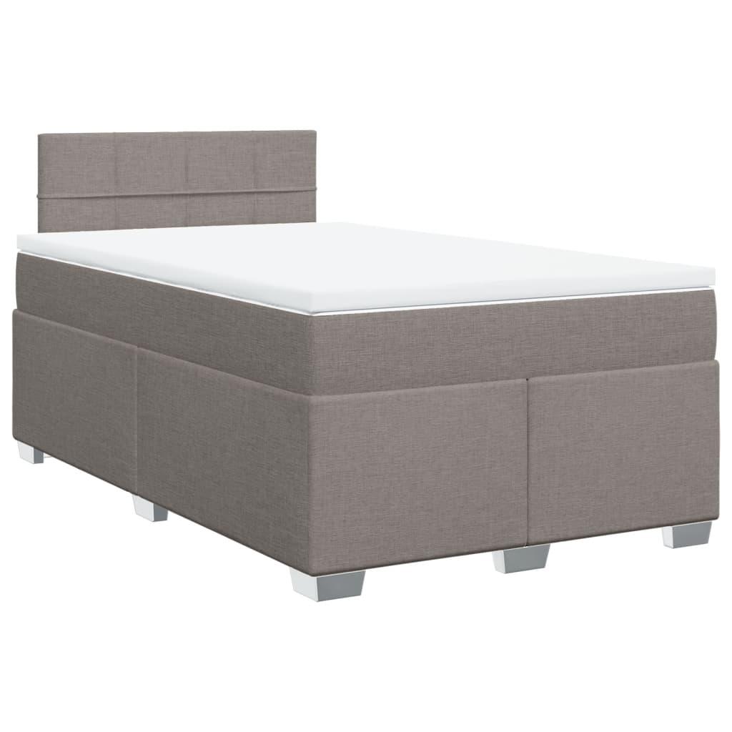 vidaXL Κρεβάτι Boxspring με Στρώμα Taupe 120x200 εκ. Υφασμάτινο