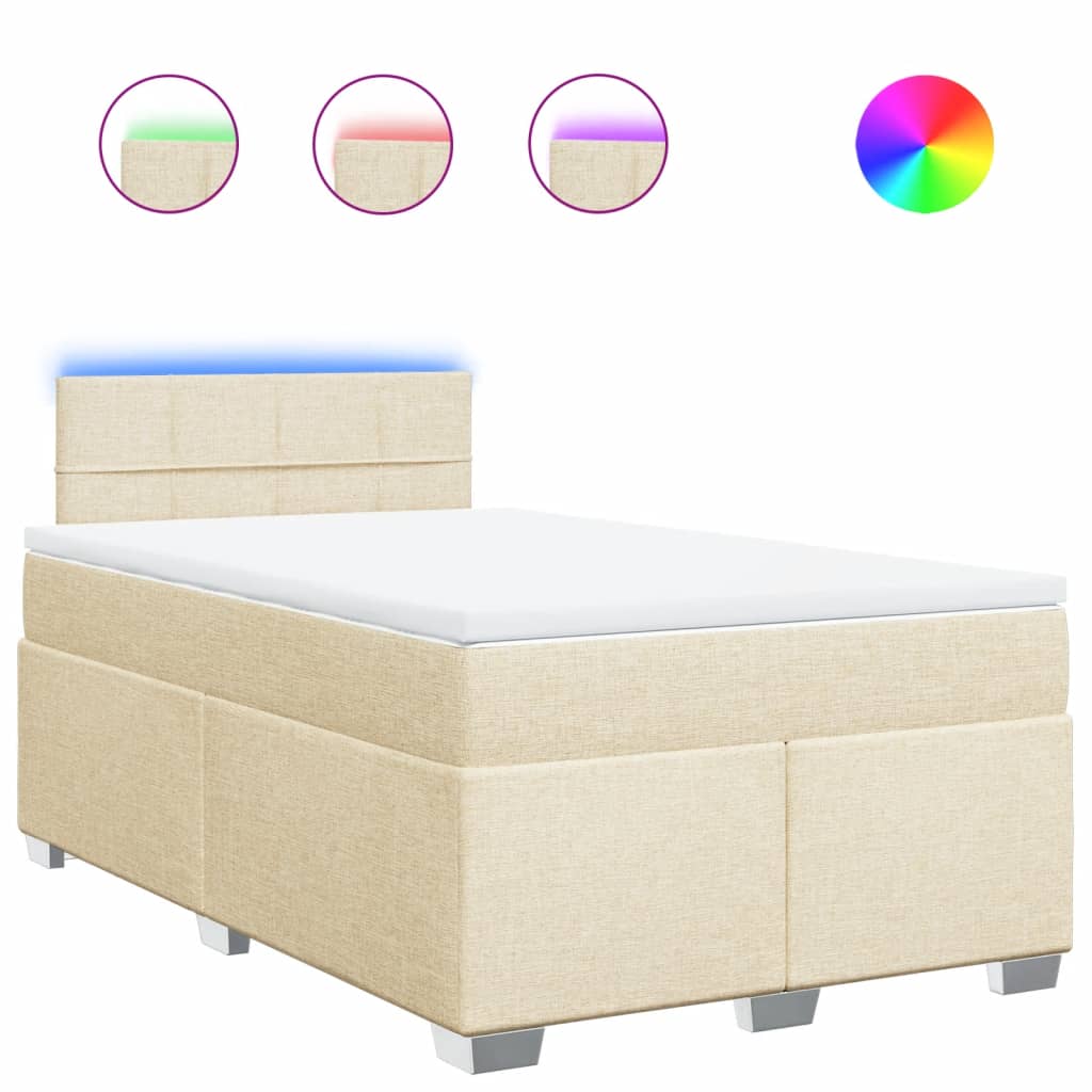 vidaXL Κρεβάτι Boxspring με Στρώμα Κρεμ 120x200 εκ. Υφασμάτινο